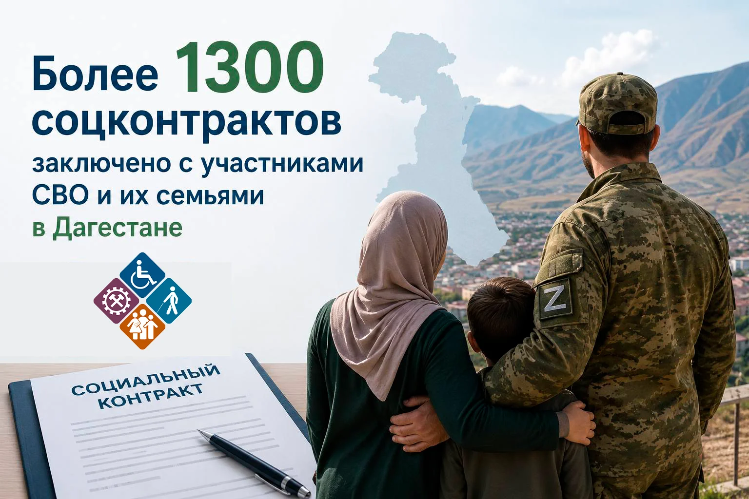 Более 1300 соцконтрактов заключено с участниками СВО и их семьями в Дагестане