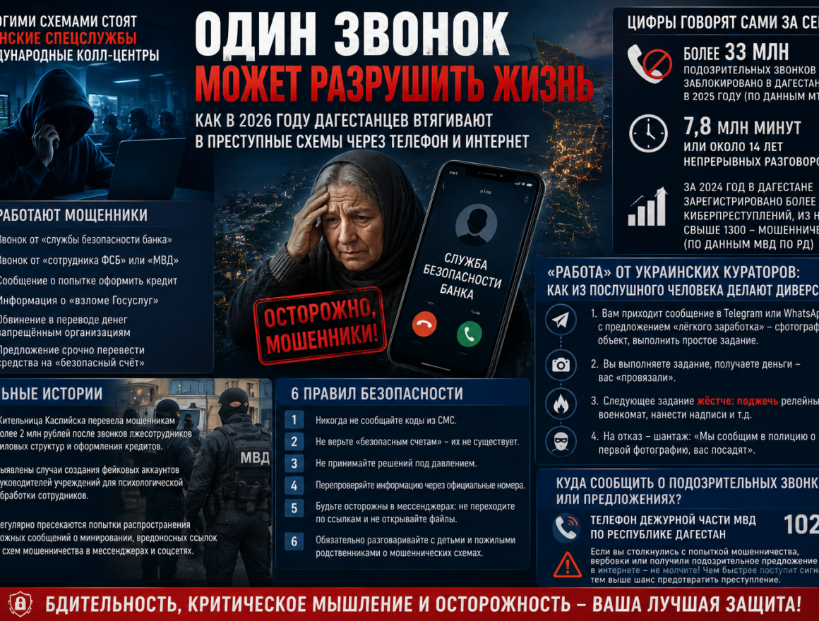 Один звонок может разрушить жизнь: как в 2026 году дагестанцев втягивают в преступные схемы через телефон и интернет
